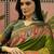 Green position printed zari weaving saree with contrast blouse piece