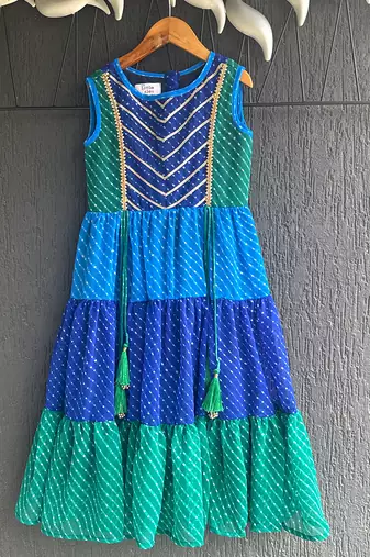 Multicolor leheriya embroidered dress