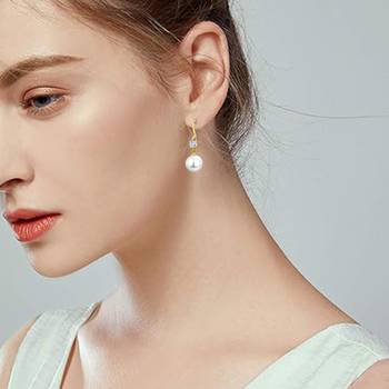 Pearl & crystal studded drop earrings wear jewelry 1