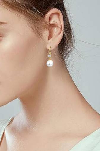 Pearl & crystal studded drop earrings wear jewelry