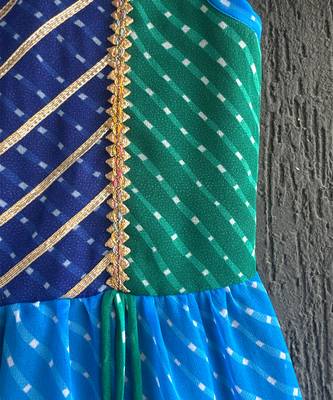 Multicolor leheriya embroidered dress 4