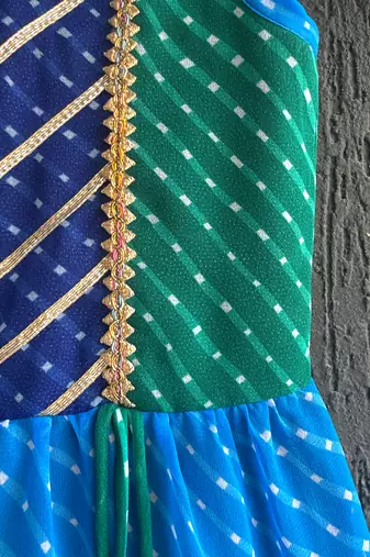 Multicolor leheriya embroidered dress