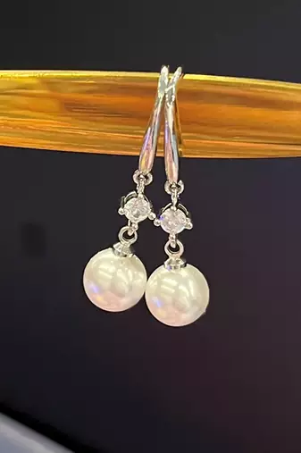 Pearl & crystal studded drop earrings wear jewelry