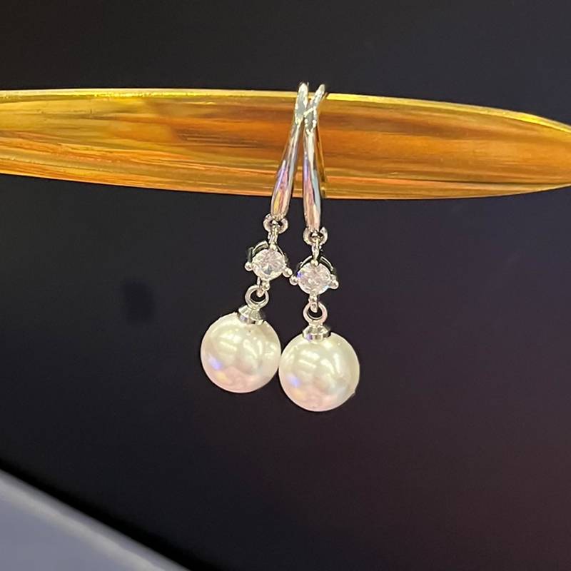Pearl & crystal studded drop earrings wear jewelry