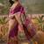 Purple position printed zari weaving saree with contrast blouse piece