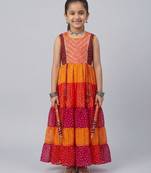 Multicolor leheriya embroidered dress