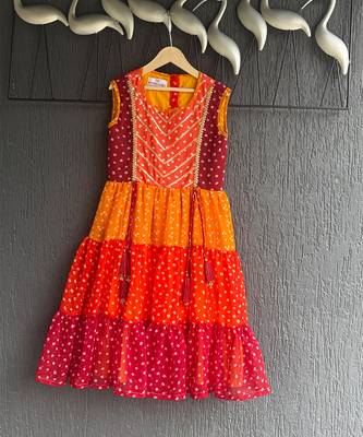 Multicolor leheriya embroidered dress 2