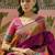 Purple position printed zari weaving saree with contrast blouse piece