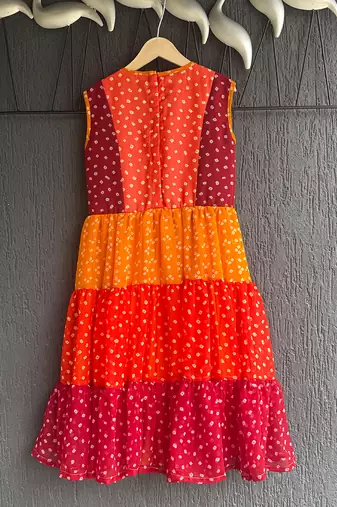Multicolor leheriya embroidered dress