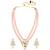 Kundan & beads studded light pink necklace & drop earrings set