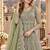 green net semi stitched anarkali suit with embroidery & diamond work