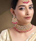 Women's faux pearl choker necklace with earrings bharatanatyam jewelry set