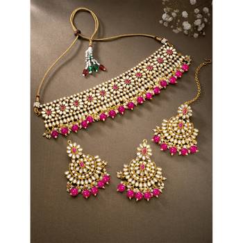 Women's faux pearl choker necklace with earrings bharatanatyam jewelry set 2