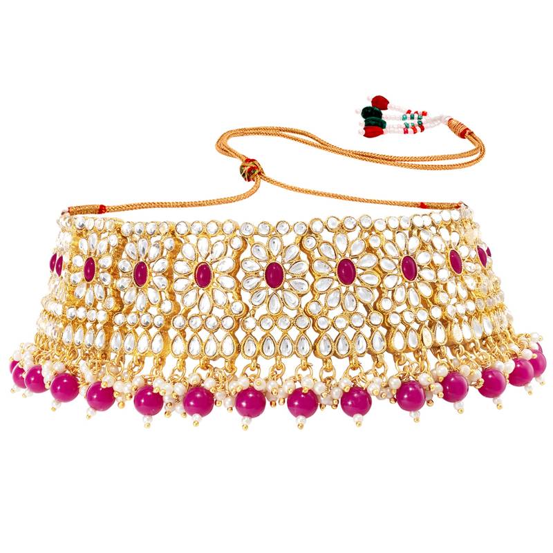 Women's faux pearl choker necklace with earrings bharatanatyam jewelry set