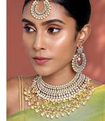 Maang tikka with kundan necklace earrings set bharatanatyam jewelry