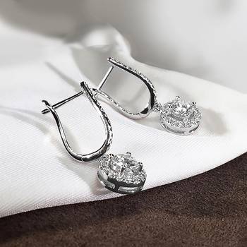 American diamond studded hoop drop earrings wear jewelry 2