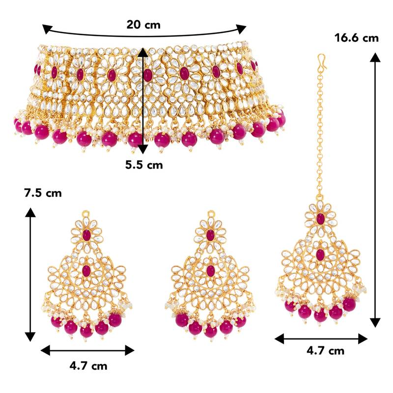 Women's faux pearl choker necklace with earrings bharatanatyam jewelry set