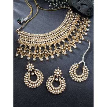 Maang tikka with kundan necklace earrings set bharatanatyam jewelry 2