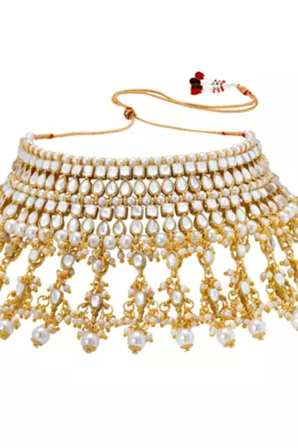 Maang tikka with kundan necklace earrings set bharatanatyam jewelry