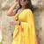 Yellow floral embroidered cotton khadi saree