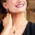 Gold plated red cubic zirconia studded pendant chain drop earrings