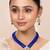 Blue faux kundan pendant beads necklace earrings set jewelry