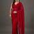 Red floral embroidered poly georgette designer saree