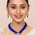 Blue faux kundan pendant beads necklace earrings set jewelry