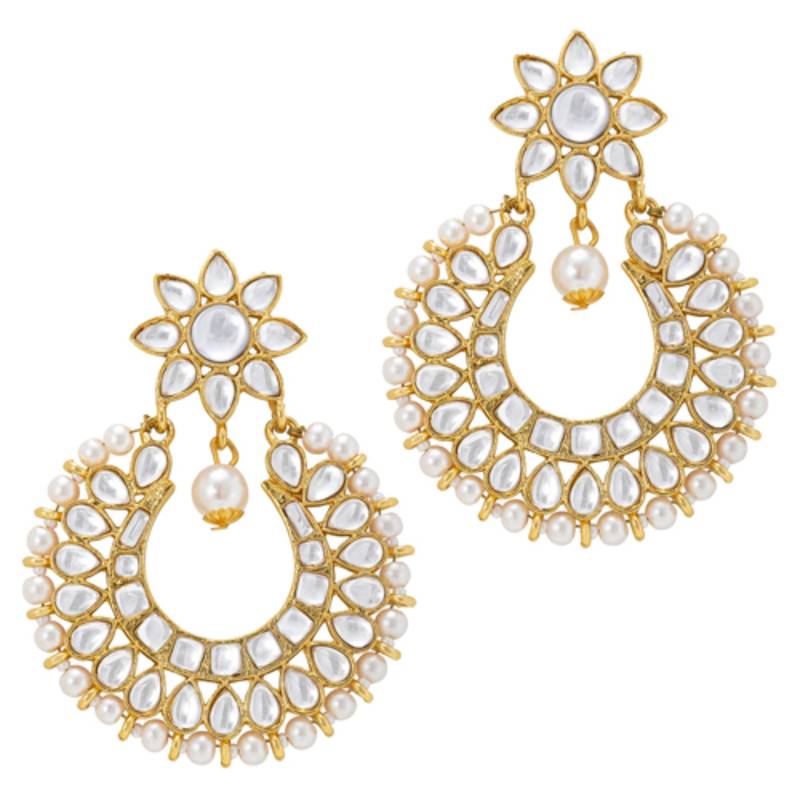 Maang tikka with kundan necklace earrings set bharatanatyam jewelry
