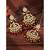 Women's faux kundan maroon pearl chandbali earrings with maang tikka jewelry