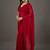 Red floral embroidered poly georgette designer saree