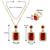Gold plated red cubic zirconia studded pendant chain drop earrings