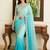 Blue embroidered sarees with unstitched blouse piece