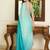 Blue embroidered sarees with unstitched blouse piece