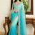 Blue embroidered sarees with unstitched blouse piece