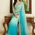 Blue embroidered sarees with unstitched blouse piece