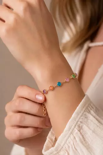 Multicolour tennis bracelet for women