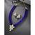 Blue faux kundan pendant beads necklace earrings set jewelry