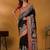 Black ethnic motifs printed saree with matching blouse