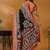 Black ethnic motifs printed saree with matching blouse