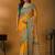 Yellow floral printed banarasi saree with matching blouse