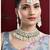 Silver plated kundan & mint beads studded choker necklace dangle