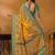 Yellow floral printed banarasi saree with matching blouse