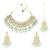 Silver plated kundan & mint beads studded choker necklace dangle