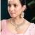 Gold plated mint & pink kundan & beads studded necklace earrings