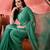 Sea green embellished banarasi saree with blouse piece