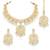 Gold plated mint & pink kundan & beads studded necklace earrings