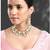 Gold plated mint & light pink kundan beads and synthetic stone