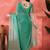 Sea green embellished banarasi saree with blouse piece