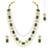 Women's green kundan synthetic stone & beads studded necklace earrings
